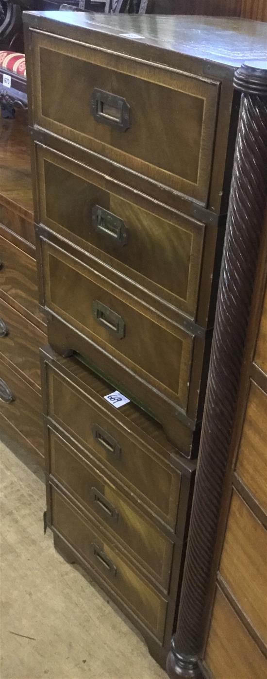 Pair of Campaign bedside cabinets